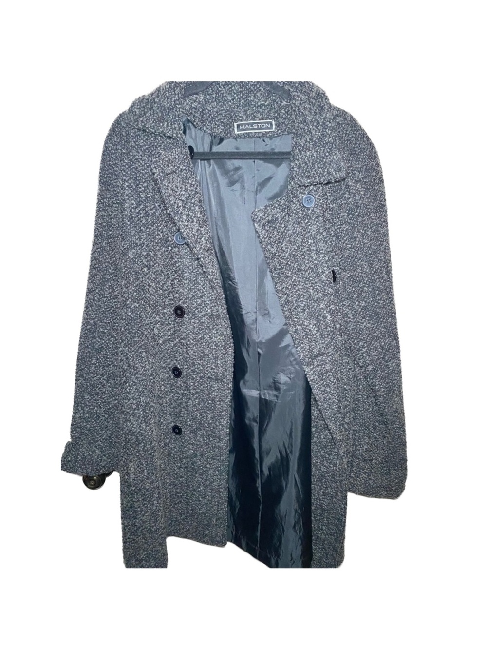 Women’s Vintage Halston Studio Grey Wool/Rayon Peacoat, 12